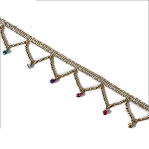 Gold color beaded long tassel trimming for clothing