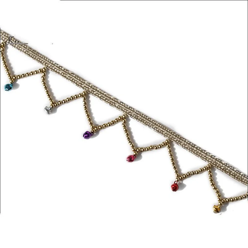Gold color beaded long tassel trimming for clothing