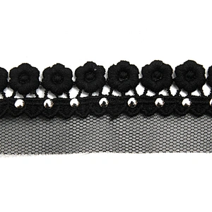 Wholesale 3.3cm Size Studs trim ribbon diy handmade costume dress sewing bead lace trim Design Rivets Trims