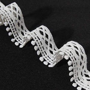 Designs Embroidered Water Soluble Pompom Lace Trim for Garments