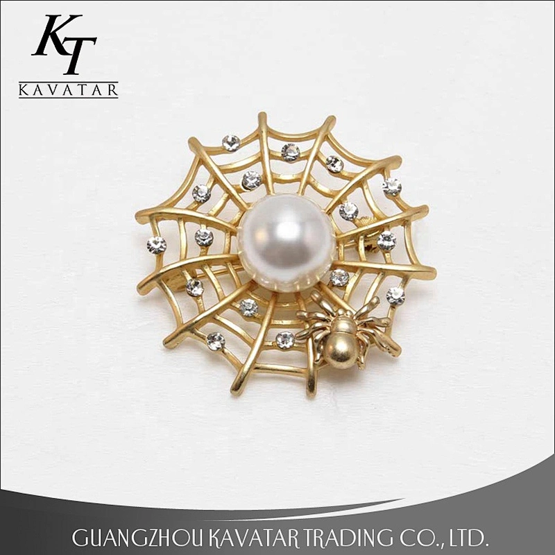 Kavatar Wholesale Brooch Crystal Rhinestone Pearl Brooch For Garment