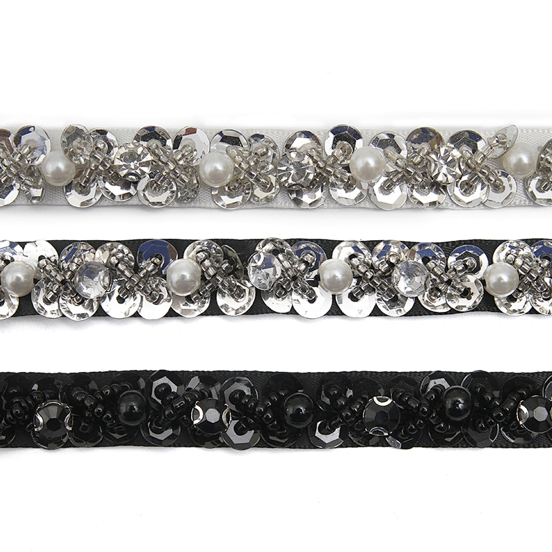 kavatar  wholesale new Handmade Bead lace Embroidered Tulle Trim wedding with Accessories Beads Crystals & Rhinestones