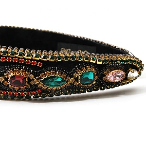 Manufacturer of direct colored beads with multi - colored gemstone hand sewn stylish temperament latest style hair hoops baroque