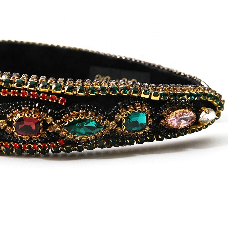 Manufacturer of direct colored beads with multi - colored gemstone hand sewn stylish temperament latest style hair hoops baroque