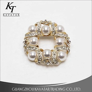 Kavatar Wholesale Brooch Crystal Rhinestone Pearl Brooch For Garment