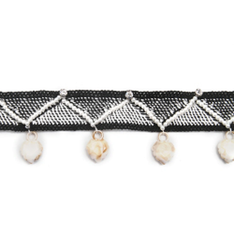 Wholesale tassels lace trim for garment rhinestone Pearl fringe tassel trimming  jute tassel trim