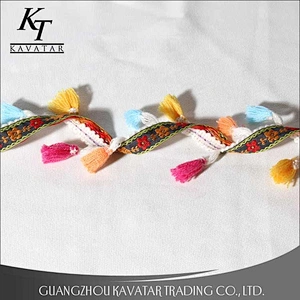 Kavatar New Style Fancy Colorful Curtain Tassel pompom Trim