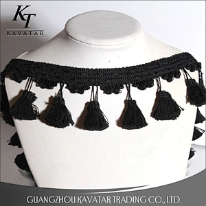 Kavatar Fashion Easy To Match Black Tassel Fringe For Garment Accessories
