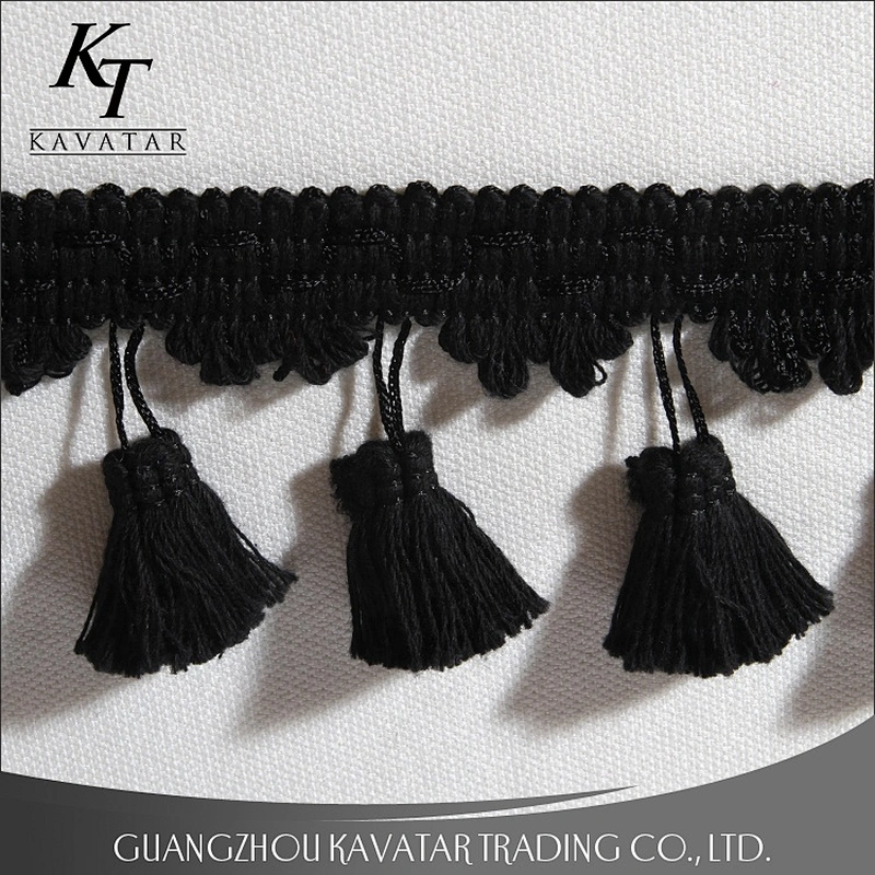 Hot sale fashionable garment long tassel pom pom trim