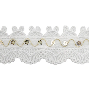 Wholesale sequins Lace Trim Water soluble lace white bridal lace trim Embroidery Sequin Tape For Dress cheap