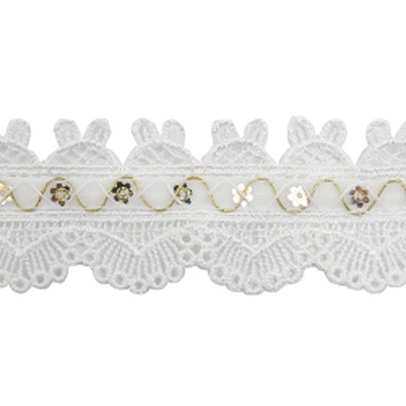Wholesale sequins Lace Trim Water soluble lace white bridal lace trim Embroidery Sequin Tape For Dress cheap