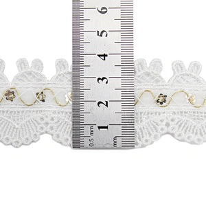 Wholesale sequins Lace Trim Water soluble lace white bridal lace trim Embroidery Sequin Tape For Dress cheap