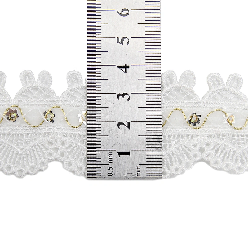 Wholesale sequins Lace Trim Water soluble lace white bridal lace trim Embroidery Sequin Tape For Dress cheap