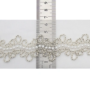 Wholesale Embroidery beaded lace trim 6.5 cm Mesh fabric lace trims beautiful White Accessories for dress 3D wedding Designer