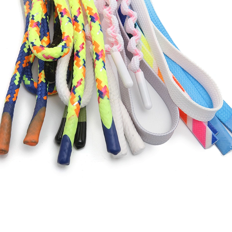 Wholesale  Cords Polyester Garment Drawstring rope Hoodie Rope flat rope Custom Garment Accessories Fashion Silicone End Tips