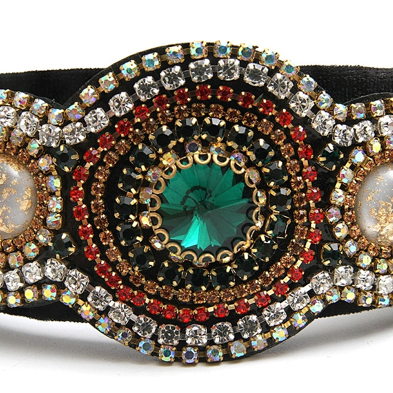 Luxury Velour Decorated bling headbands women Headbands hairband Big hair band Rhinestone  baroque headbands with buttons