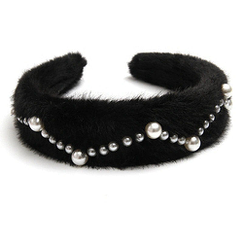Factory sells colorful hair plush tie elastic creative fluffy fashion hair hoop birthday hairband Cute headband fur headband