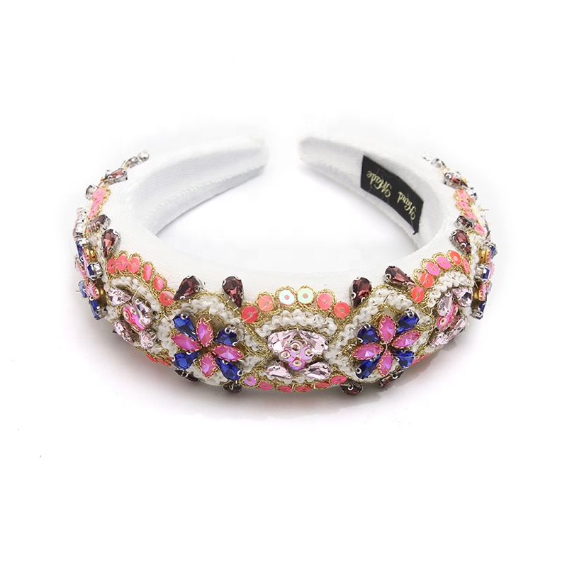 wholesale Hair Decoration Velour Crystal And Rhinestone Cup chain Decorated hair accessories Hairbands WOMEN HEADBAND
