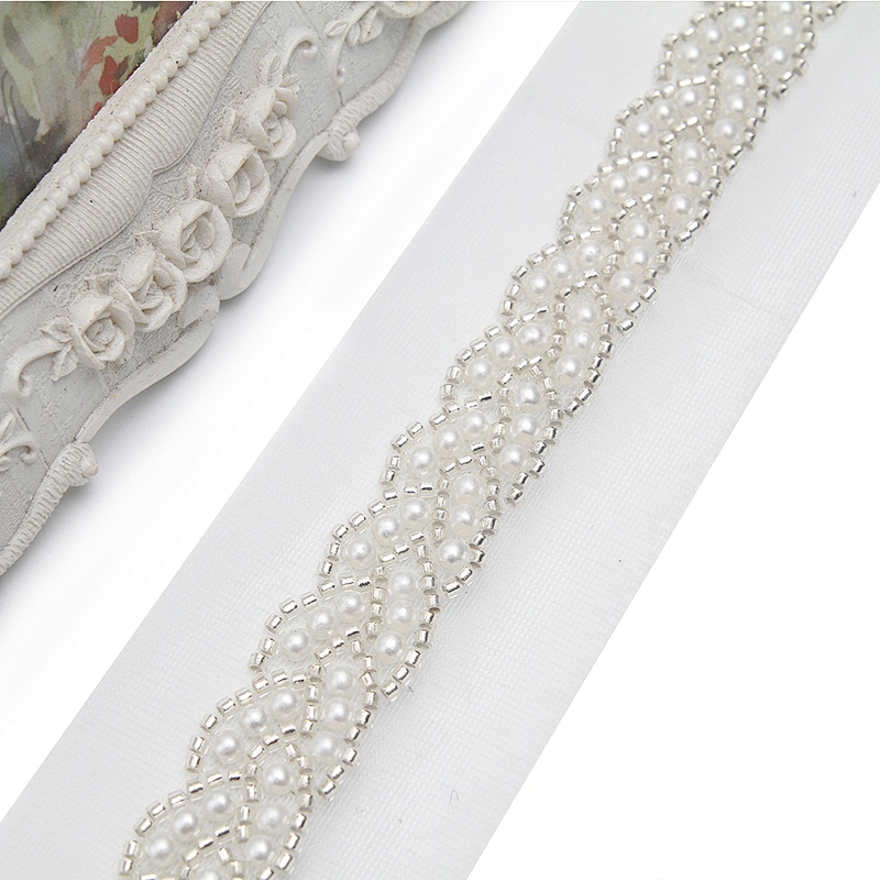 Wholesale Embroidery beaded lace trim 5 cm Mesh fabric lace trims beautiful Accessories for dress 3D wedding Designer