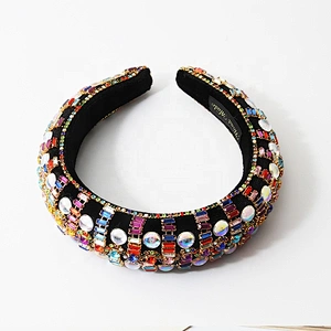 colorful beads hairband 2020  pearl headband bride with hand sewing Acrylic beads with the latest style bling Vintage Headbands
