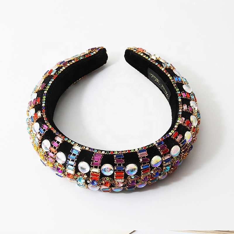 colorful beads hairband 2020  pearl headband bride with hand sewing Acrylic beads with the latest style bling Vintage Headbands