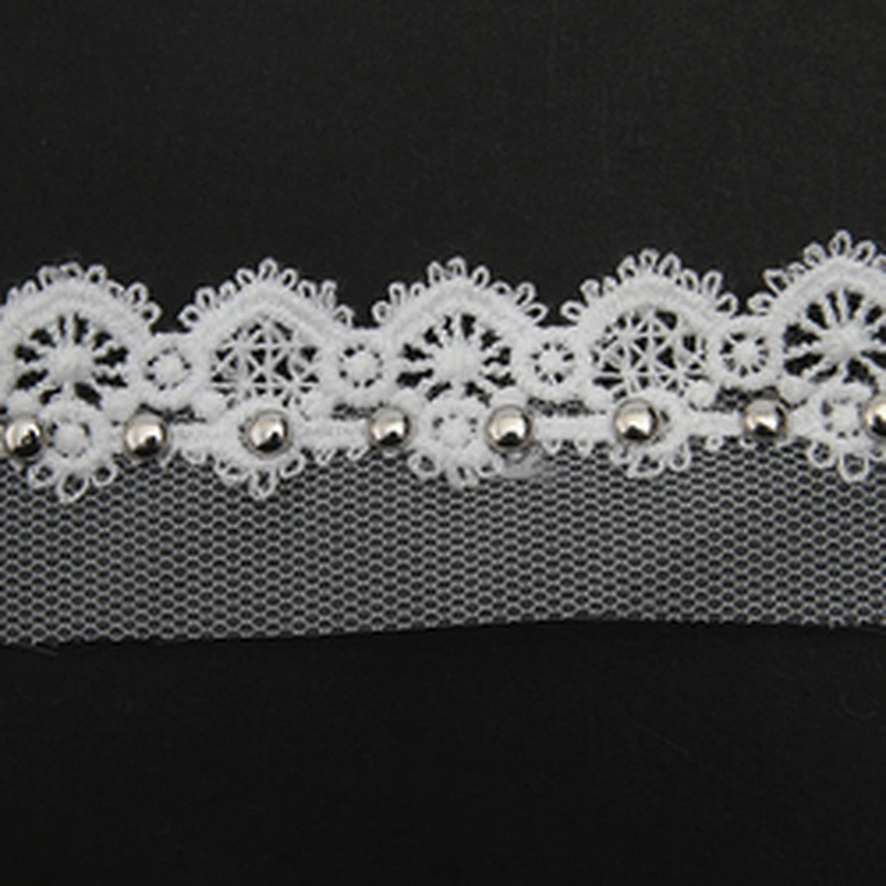 Wholesale 3cm Size Studs trim ribbon diy handmade costume dress sewing bead lace trim Design Rivets Trims
