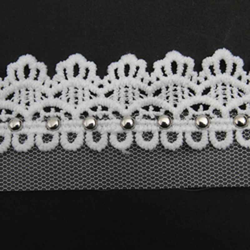 Wholesale 3.5cm Size Studs trim ribbon diy handmade costume dress sewing bead lace trim Design Rivets Trims