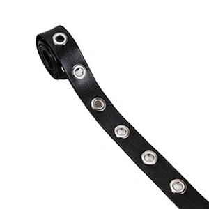 Kavatar Fashion Wholesale Black PU Accessories Eyelet Trim Tape For Garment eyelet belt