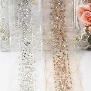 Elegant bridal beaded wholesale Accessories rose gold fancy sequin bead handmade trimming