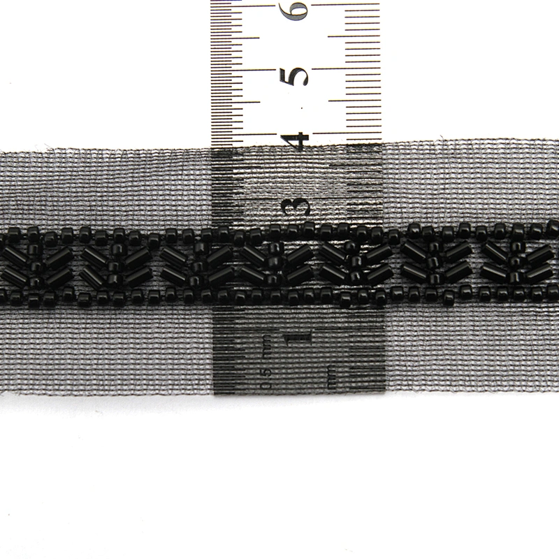 Wholesale Embroidery beaded lace trim 3.8 cm Mesh fabric lace trims beautiful Accessories for dress 3D wedding Designer
