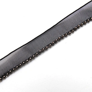 Wholesale Chain lace trim Beaded 1.3 cm Sew-On lace trim Polyester net mesh Lace trimmings for clothes  Accessories