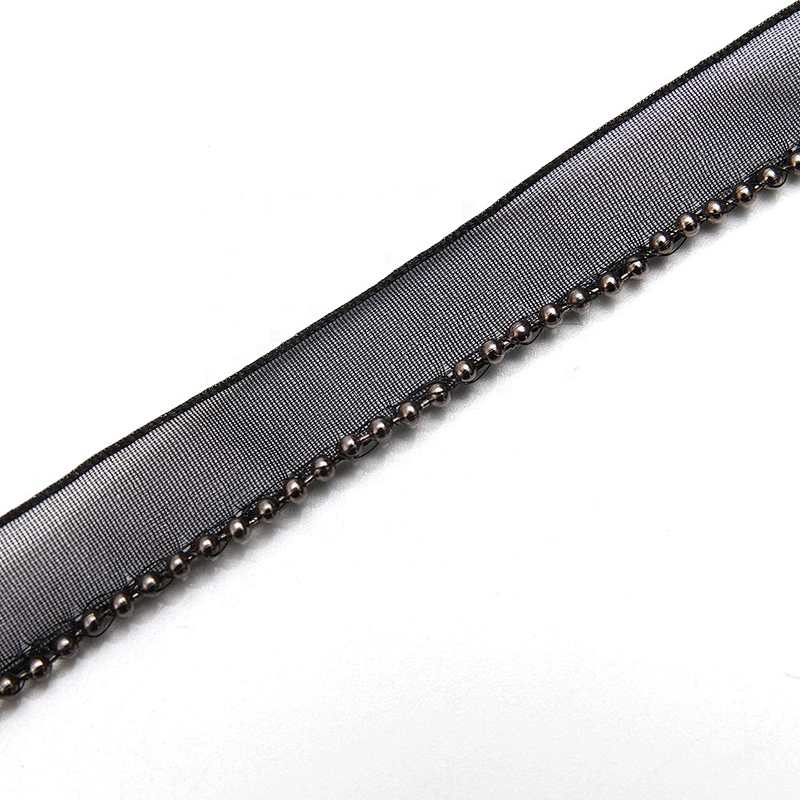 Wholesale Chain lace trim Beaded 1.3 cm Sew-On lace trim Polyester net mesh Lace trimmings for clothes  Accessories