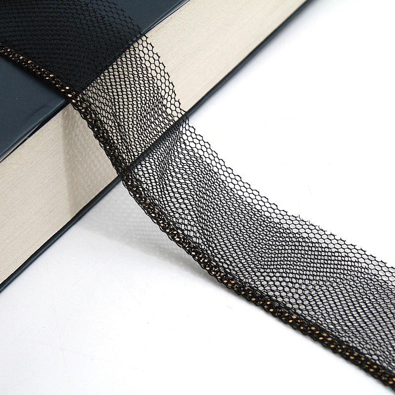 Wholesale Chain lace trim gold chain 2.2 cm Sew-On lace trim Polyester net mesh Lace trimmings wedding for clothes  Accessories