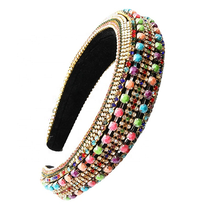 Manufacturers direct colorful beads with blue pearl headband bride with hand sewing Acrylic beads with the latest style bling