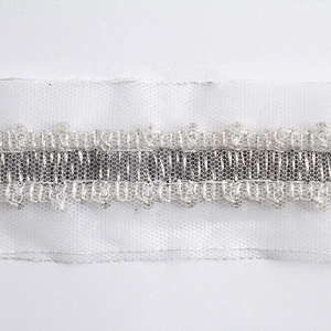 Fancy lace trim customize color glass tube lace beaded rhinestone lace trim
