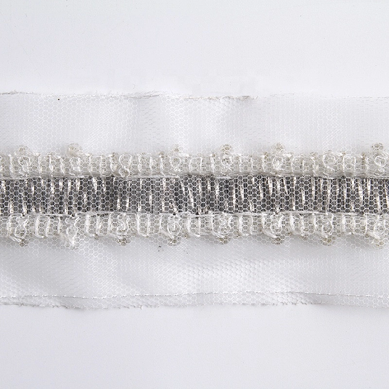 Fancy lace trim customize color glass tube lace beaded rhinestone lace trim