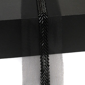 Wholesale Embroidery beaded lace trim 5 cm Mesh fabric lace trims beautiful Accessories for dress 3D wedding Designer