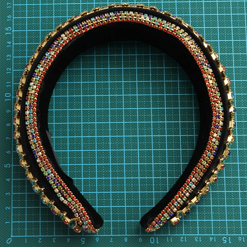 wholesale luxury women baroque multi crystal headband rhinestone full colored padded Hairband Fashion designer headband baroque