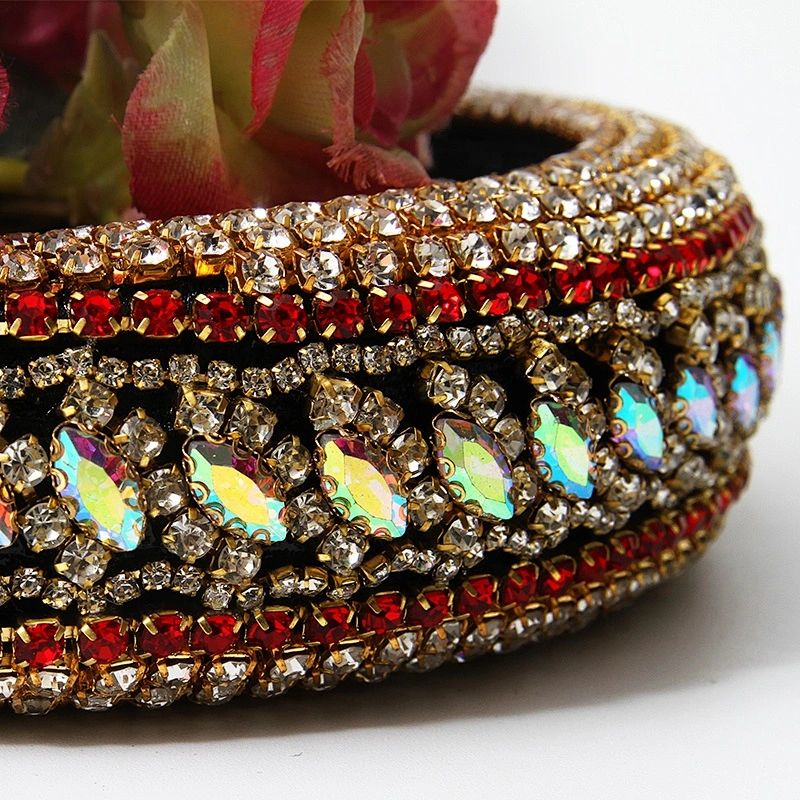 Manufacturer of direct colored beads with multi - colored gemstone hand sewn stylish temperament latest style hair hoops baroque