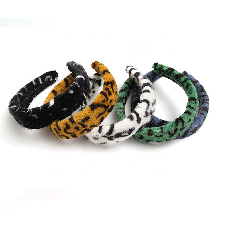 Wholesale sale of colorful  woman hair plush tie elastic creative fluffy fashion girls hair hoop Vintage Furry Headbands fur hea