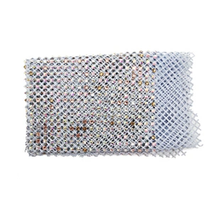 wholesale crystal  design rhinestone fabric mesh fashion long lace dress rhinestone fabric with nude mesh flat back for clothing