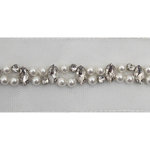 kavatar  wholesale new Handmade Bead lace Embroidered Tulle Trim wedding with Accessories Beads Crystals & Rhinestones