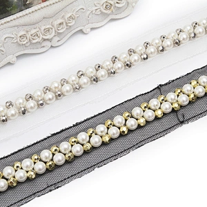 kavatar  wholesale new Handmade Bead lace Embroidered Tulle Trim wedding with Accessories Beads Rhinestones