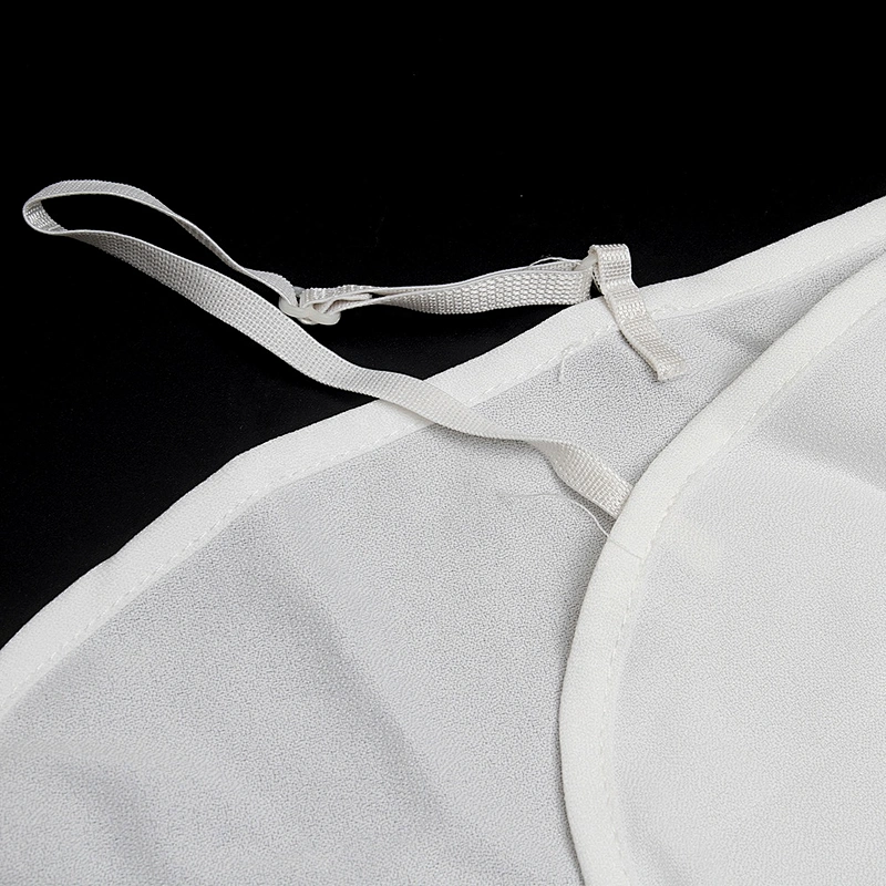 Spring/Summer Korean version of white hollow out with short sleeve vertical stripe lace collar lotus leaf shirt collar false col