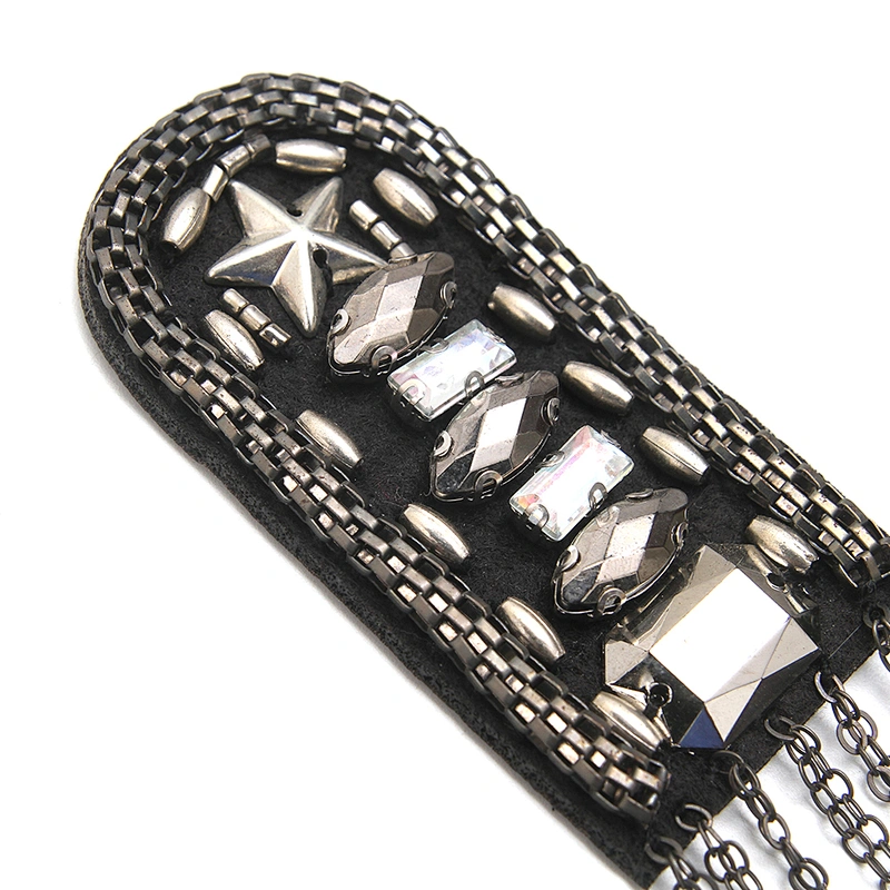 wholesale  designer badges cloth stickers Sew on for clothing accessories decoration 3D patch  rhinestone Metal Chain Tassel