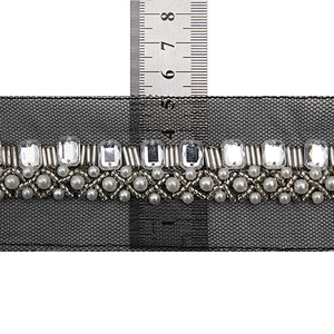 kavatar  wholesale new Handmade Bead lace Embroidered Tulle Trim wedding with Accessories Beads Crystals & Rhinestones