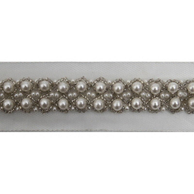 kavatar  wholesale new Handmade Bead lace Embroidered Tulle Trim wedding with Accessories Beads Rhinestones