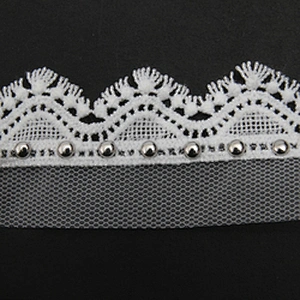 Wholesale 3.5cm Size Studs trim ribbon diy handmade costume dress sewing bead lace trim Design Rivets Trims