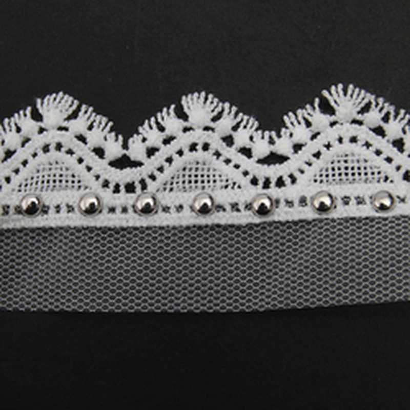 Wholesale 3.5cm Size Studs trim ribbon diy handmade costume dress sewing bead lace trim Design Rivets Trims