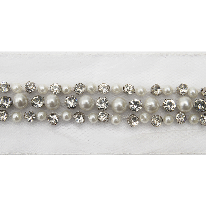 kavatar  wholesale new Handmade Bead lace Embroidered Tulle Trim wedding with Accessories Beads Crystals & Rhinestones